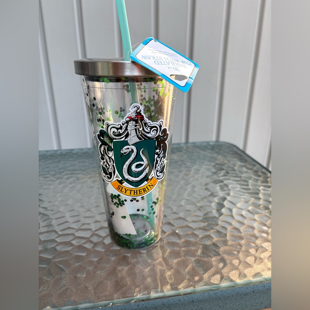 Slytherin Crest Tumbler with Straw